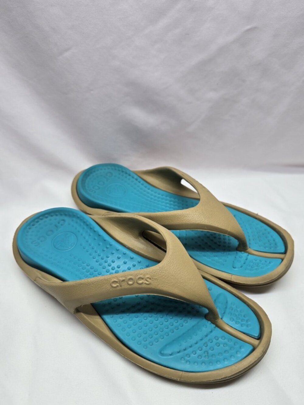 Crocs Unisex Athens Sandal Size  Womens 9/Mens 7 Blue/Beige Thong Flip Flops